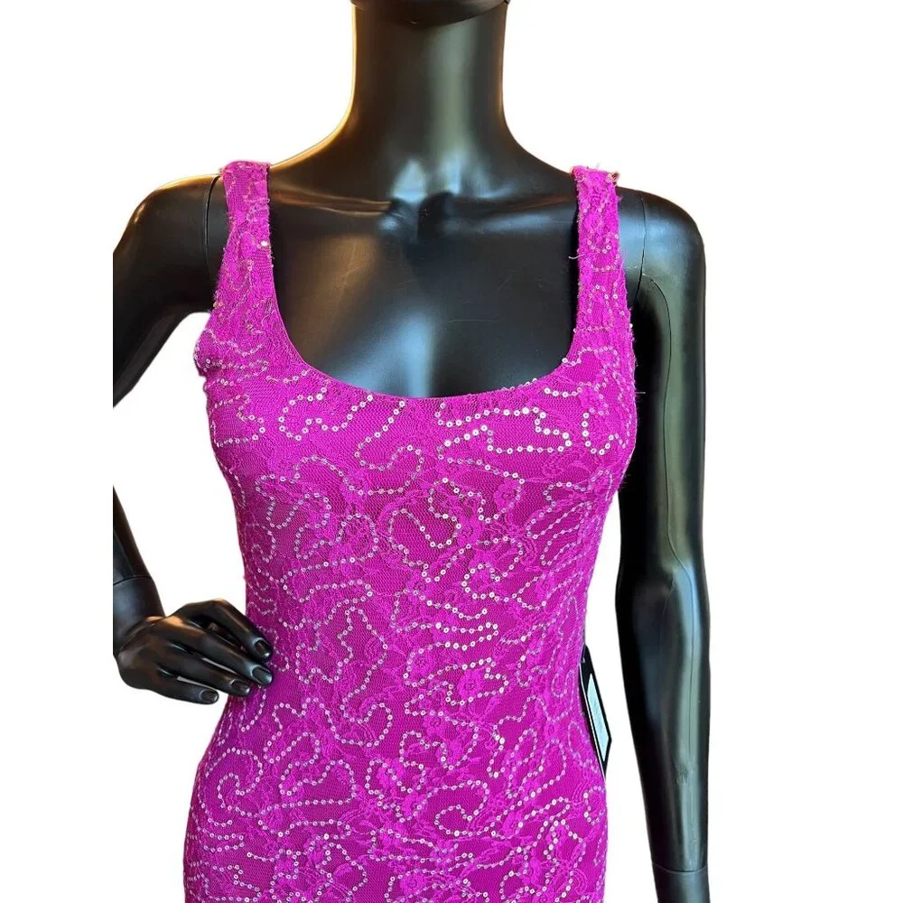 Fuchsia Sequin Short Dress